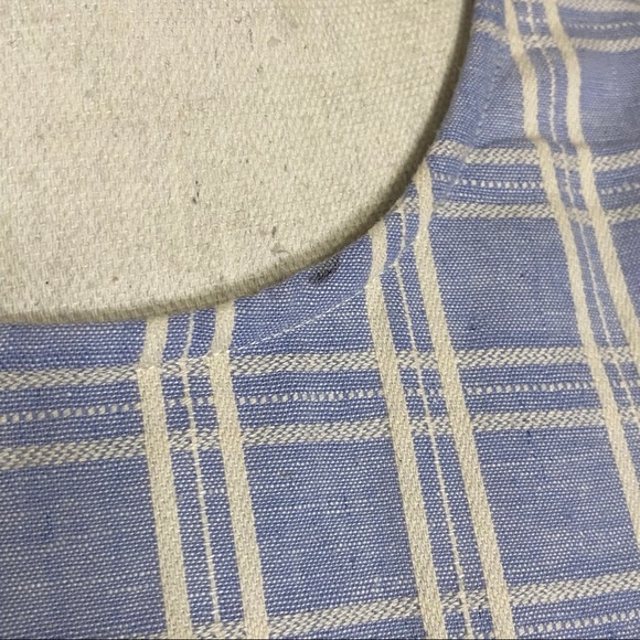 Draper James Blue Linen Embroidered Plaid Dress - Picture 8 of 14